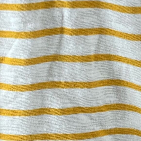 Madewell Gold and Cream Horizontal Stripe V Neck Tee Shirt Size S Style K7954 - Picture 3 of 8